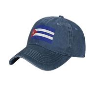 WURTON Cuban Flag Print Unisex Hats Personalized Baseball Cap Adjustable Outdoor Cap Trucker Baseball Hats, Navy Blue, One size