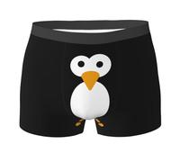 WURTON Cute Penguin Print Mens Underwear Cotton Boxer Briefs Comfy Breathable Underwear Tagless Wide Waistband, Black, Medium