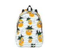 WURTON Cute Pineapple Print Large Backpack Casual Laptop Backpack Computer Bag Travel Daypack for Women Men, blackone, M