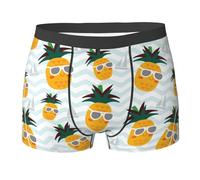 WURTON Cute pineapple Print Men's Boxer Briefs Underwear Trunks Stretch Athletic Underwear for Moisture Wicking, Black, M