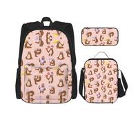 WURTON Cute Sloth Print School Backpack 3 In 1 Bookbag Set With Lunch Box Pencil Case Travel Laptop Daypacks