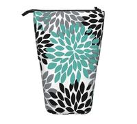 WURTON Dahlia Flower Print Pencil Case Telescopic Stationery Storage Bag for Supplies, Office Makeup Storage