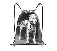 WURTON Dalmatian 1 Print Lightweight Drawstring Bags Waterproof Gym Sack For Men, Women Draw String Back Bag, Black, S