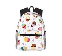 WURTON Delicious Cupcakes Print Backpack Versatile Casual Bag For Travel, Work Sports Fashionable,Backpacks, Black, One Size