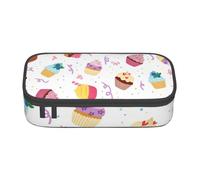 WURTON Delicious Cupcakes Print Pencil Case,Big Capacity Pencil Pouch Pencil Bag Adults multifunctional storage box
