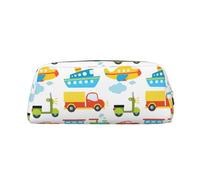 WURTON Diversified transportation Print Large Pencil Pouches Stylish Spacious Pencil Case Bag for Zippered Pencil Bags