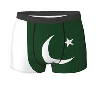 WURTON Flag of Pakistan Print Men's Boxer Briefs Comfortable Bamboo Viscose Underwear Trunks Underwear, Black, L