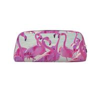WURTON Flock of Red Flamingos on The Beach Print Large Pencil Pouches Versatile Zipper Pencil Cases Pencil Bags Adults Office Travel