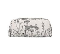 WURTON Floral Herbs Botanical Engraving Print Large Pencil Pouches Stylish Spacious Pencil Case Bag for Zippered Pencil Bags