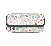 WURTON Flowers Bunnies Birds Print Pencil Case Supplies,Multipurpose,Cosmetic Storage Bag Pencil Case Organizer