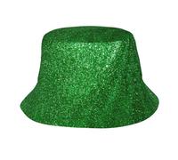 WURTON Gradient Sequin Sparkle Print Unisex Cute Bucket Hat Fisherman Cap Sun Hat for Summer Beach Travel - Lightweight, Green Sequin Sparkle, One size