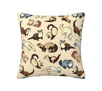 WURTON Hairy Ferret Print Cushion Cover Outdoor Home Decor Couch Bed Sofa Bedroom