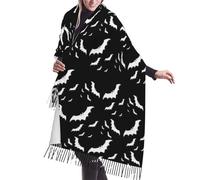 WURTON Hand Drawn Giraffes Print Women'S Stylish Cashmere Tassel Scarf -Winter Warmth Versatile Shawl Scarf Gift, Halloween Flying Bats, One Size