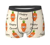 WURTON Happy Carrot Print Mens Underwear Cotton Boxer Briefs Comfy Breathable Underwear Tagless Wide Waistband, Black, Medium