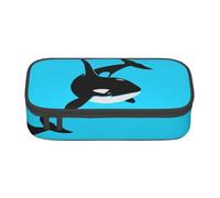 WURTON Killer Whale Dolphin Ocean Print Pencil Case Supplies,Multipurpose,Cosmetic Storage Bag Pencil Case Organizer