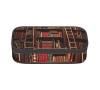WURTON Library Bookshelf Print Pencil Case,Big Capacity Pencil Pouch Pencil Bag Adults multifunctional storage box