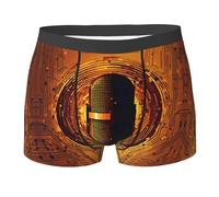 WURTON Microphone with Music Note Print Men's Boxer Briefs Trunks Underwear Athletic Underwear Moisture-Wicking Performance, Black, L