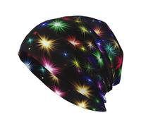 WURTON Modern Girl Cosmetic Print Unisex Beanie Hat Fashion Warm Skull Cap Adult Chemo Caps Slouchy Cancer Headwear, Colorful Shiny Print, One size