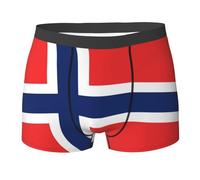 WURTON Norwegian flag Print Men's Boxer Briefs Trunks Underwear Athletic Underwear Moisture-Wicking Performance, Black, L