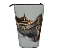 WURTON Old Viking Boats Print Telescopic Pencil Case Versatile Stationery Makeup Storage Bag Supplies Organizer