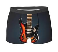 WURTON orange electric guitars Print Men's Boxer Briefs Comfortable Bamboo Viscose Underwear Trunks Underwear, Black, L