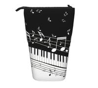 WURTON Piano Keys with Musical Notes Print Telescopic Pencil Case Versatile Stationery Makeup Storage Bag Supplies Organizer