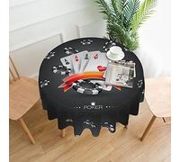 WURTON Poker Tournament Print Waterproof Round Tablecloth 60in Birthday Home Dinner Picnic Party Decor Tablecloth