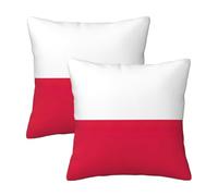 WURTON Polish Flag Print Throw Pillows Covers,Couch Sofa Pillow Cases,Zipper Bedding Pillow Cases for Home