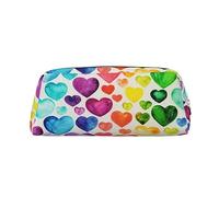 WURTON Rainbow Hearts Print Pencil Case Bag Spacious And Stylish Zipper Pencil Pouch Office Use Pencil Bags