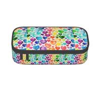 WURTON Rainbow Hearts Print Pencil Case Supplies,Multipurpose,Cosmetic Storage Bag Pencil Case Organizer