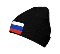 WURTON Russian Flag Print Unisex Soft Warm Daily Headwear Gifts Winter Hat,Knit Hat Cap Christmas Birthday, Black, One size