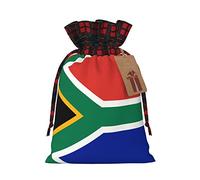 WURTON South Africa Flag Print Christmas Wrapping Gift Bag Wedding Gifts Holiday Presents Drawstring Xmas Bags