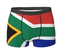 WURTON South Africa Flag Print Mens Underwear Cotton Boxer Briefs Comfy Breathable Underwear Tagless Wide Waistband, Black, XL
