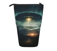 WURTON UFO at night Print Pencil Telescopic Case Versatile Storage Bag,Office, and Adult Storage Box Gifts, Black, One Size