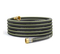 Wurzberge Lightweight Rubber Garden Hose 50 ft, 5/8" Hybrid Rubber Hose with Solid Brass Fitting, Water Hose Pipe for Outdoor, Cleaning & Washing