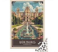 Wurzburg Germany Adult Paper Puzzle, Old Europe Travel Artwork, Decorative Artwork, Thick Cardboard Pieces, Travel Gift for Adults, Adult Puzzle, 38x26cm/1000pcs