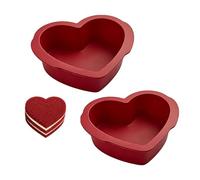 Wusejosapi 2 Pack Heart Silicone Baking Mould, 6 Inch Heart Cake Tin, Non-Stick Baking Mould Set, Red Heart Silicone Moulds for Cakes, Brownies & Valentine's Day Celebrations