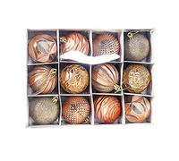 WUSENTOF Christmas Baubles 12 Pcs 60mm Large Xmas Tree Ornaments With Hanging Loop Shatterproof Ornamets Personalised Christmas Decorations, Pink Green Gold Silver Navy Red Brown Burgundy Baubles