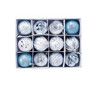 WUSENTOF Christmas Baubles 12 Pcs 60mm Large Xmas Tree Ornaments With Hanging Loop Shatterproof Ornamets Personalised Christmas Decorations, Pink Green Gold Silver Navy Red Brown Burgundy Baubles