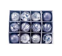 WUSENTOF Christmas Baubles 12 Pcs 60mm Large Xmas Tree Ornaments With Hanging Loop Shatterproof Ornamets Personalised Christmas Decorations, Pink Green Gold Silver Navy Red Brown Burgundy Baubles