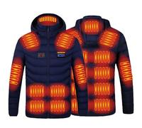 WUSENTOF Heated Jacket for Men Heating Warm Coat Hooded USB Charging Electric Body Warmer 21 Heating Zones Hoodie Jacket Windproof Clothing for Winter Outdoor Working Sports (No Power Bank)