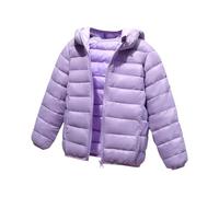 WUSENTOF Kids Boys Girls Lightweight Down Jacket Unisex Full Zip Hooded Windproof Padded Quilted Puffer Coat with Pockets Long Sleeve Winter Warm Casual Packable Winter Coat 4-13 Years