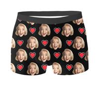 WUSENTOF Personalized Boxers Briefs with Picture For Men Custom Face Underwear 3D Printed Underpants Plaid Patterned Trunks Breathable Briefs for Valentine’s, Birthday