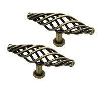 WUSHADEHANS Antique Brass Cabinet Drawer Handles 2pcs Bronze Birdcage Hardware Pull Kitchen Drawer Hardware(Single Hole L 101mm)