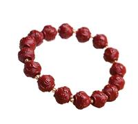 WUSHADEHANS Crystal Bracelet, Natural Stone Cinnabar Bracelet Six-Character Mantra Prayer Beads Quartz Strong