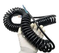 WUSHADEHANS Retractable Coiled Coil Cord, 3 Core Black Stretchable Spiral Wire 4mm Square Extend Tensile Spiral Cable Telescopic Power Spring Cord(Stretch 1 meter)