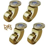 WUSHADEHANS Set of 4 solid brass castors wheels, Wheels for Furniture,Moving Trolley Caster 360 Degree Rotating Top Plate,Replacement for Furniture,Sofa,Chair,Cabinet,with Screws,4 Pack(25mm/1in)