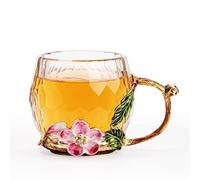 WUSHADEHANS Tea Cup Handmade Enamel Colored Glass Crystal Host with Handle Soaking Container