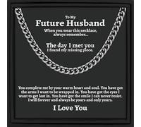WUSHAOHE Cuban Chain Necklace for Him,Box with Card,Birthday Gifts for Boyfriend Husband,Husband Gifts,Future Husband Gifts,Christmas Gifts, Stainless Steel, No Gemstone