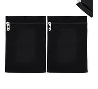 Wusideday 2Pcs Sew in Side Pocket with Zipper, Anti-Theft Security Zipper Wallet, Canvas Cloth Black Hidden Pocket for Passport Protection